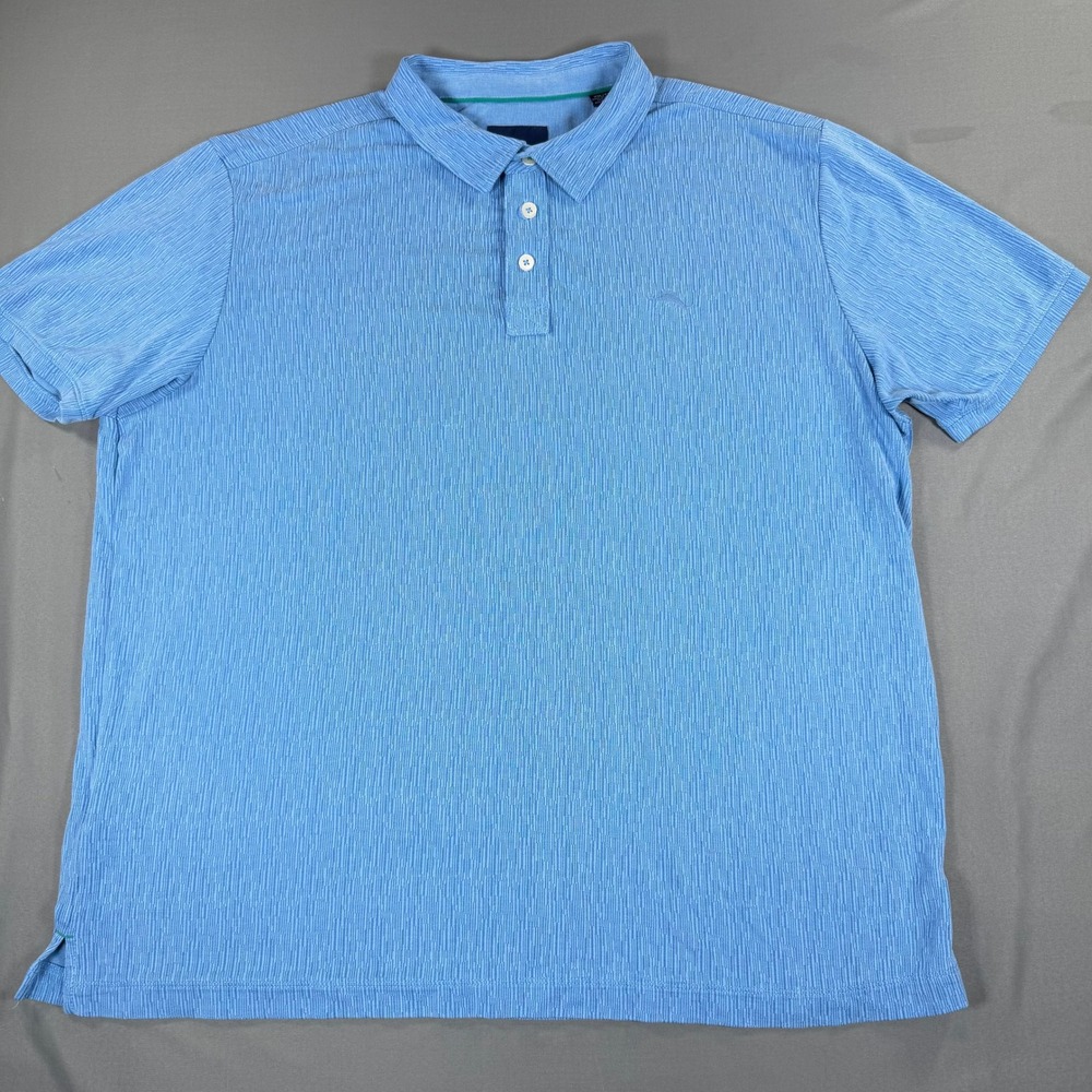 Tommy Bahama Polo Shirt Men's XXL Blue Modal Blend Heather Marlin Golf‎ Polo